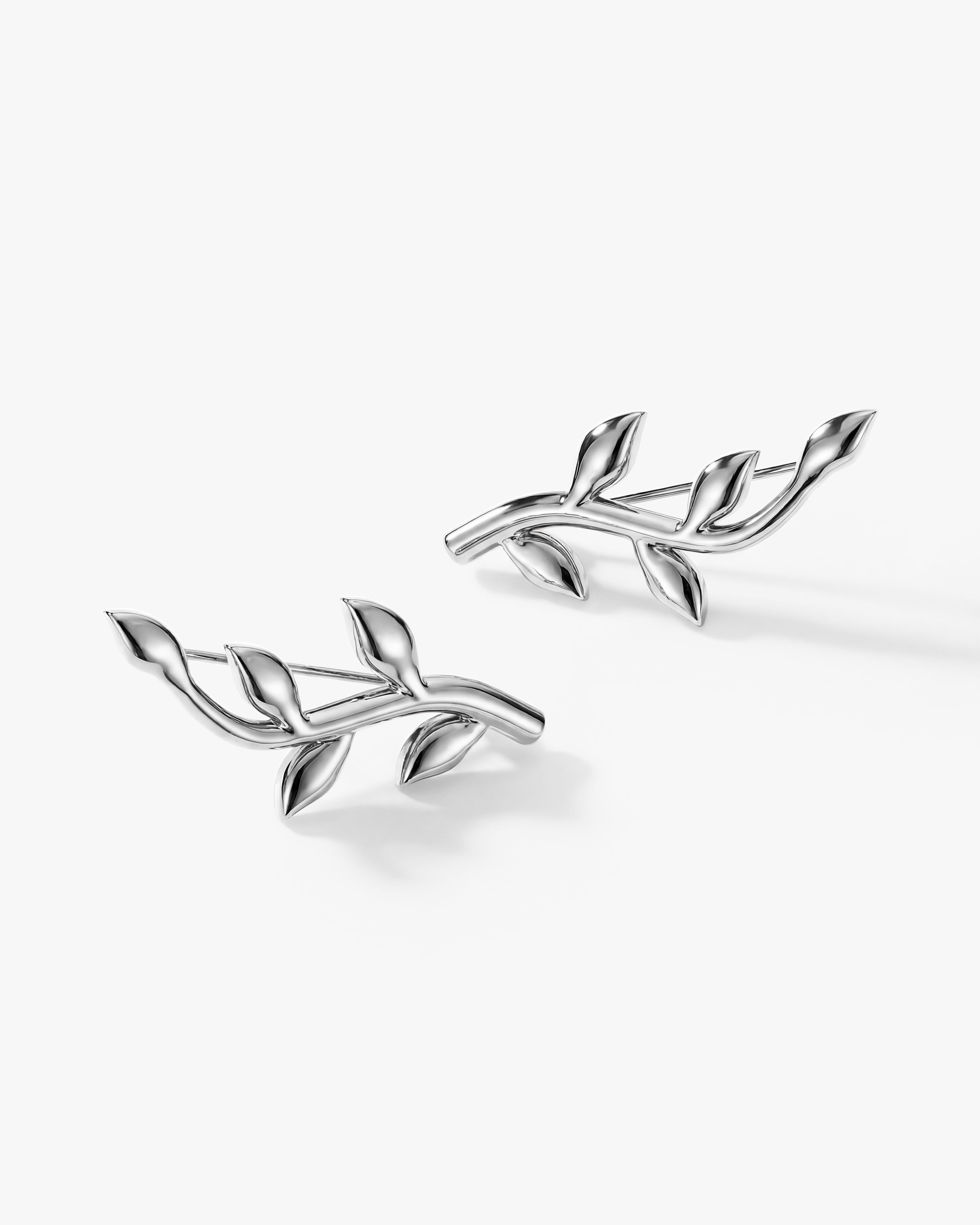 Curved Leaf Climber Earrings