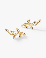Curved Leaf Climber Earrings