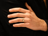 Men's gold ring with diamonds, elegant jewelry for him