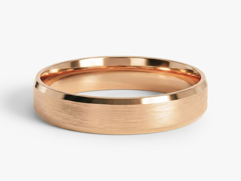 4mm Beveled Edge Wedding Band - Matte Brushed