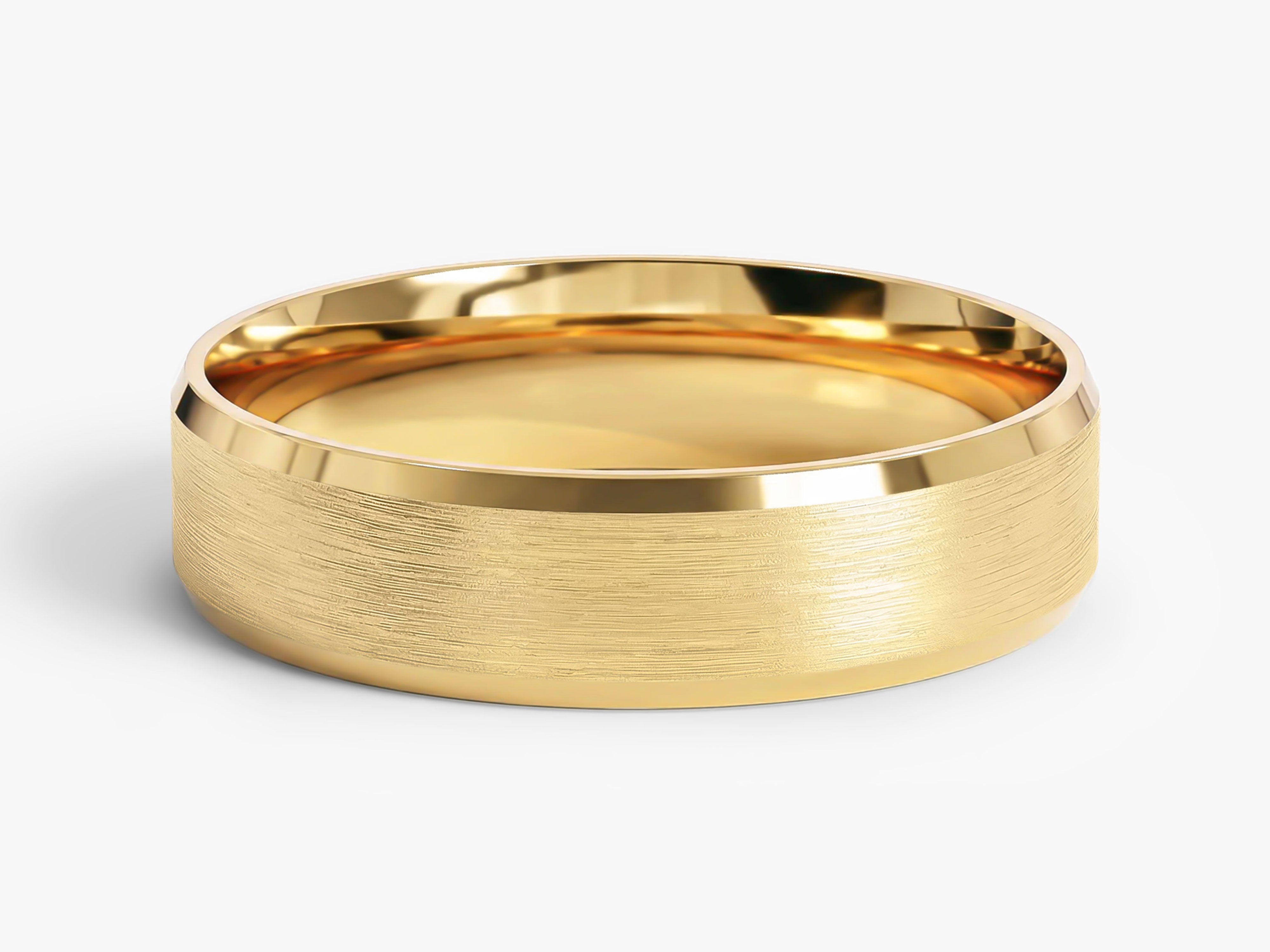 5mm Beveled Edge Wedding Band - Matte Brushed