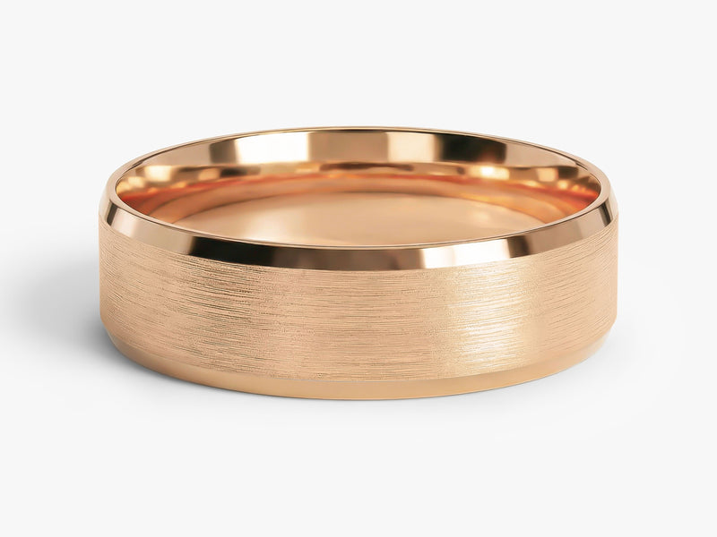 6mm Beveled Edge Wedding Band - Matte Brushed