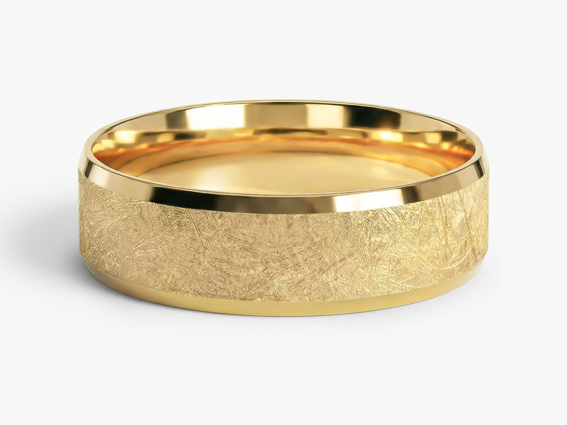 6mm Beveled Edge Wedding Band with Ice Matte Finish