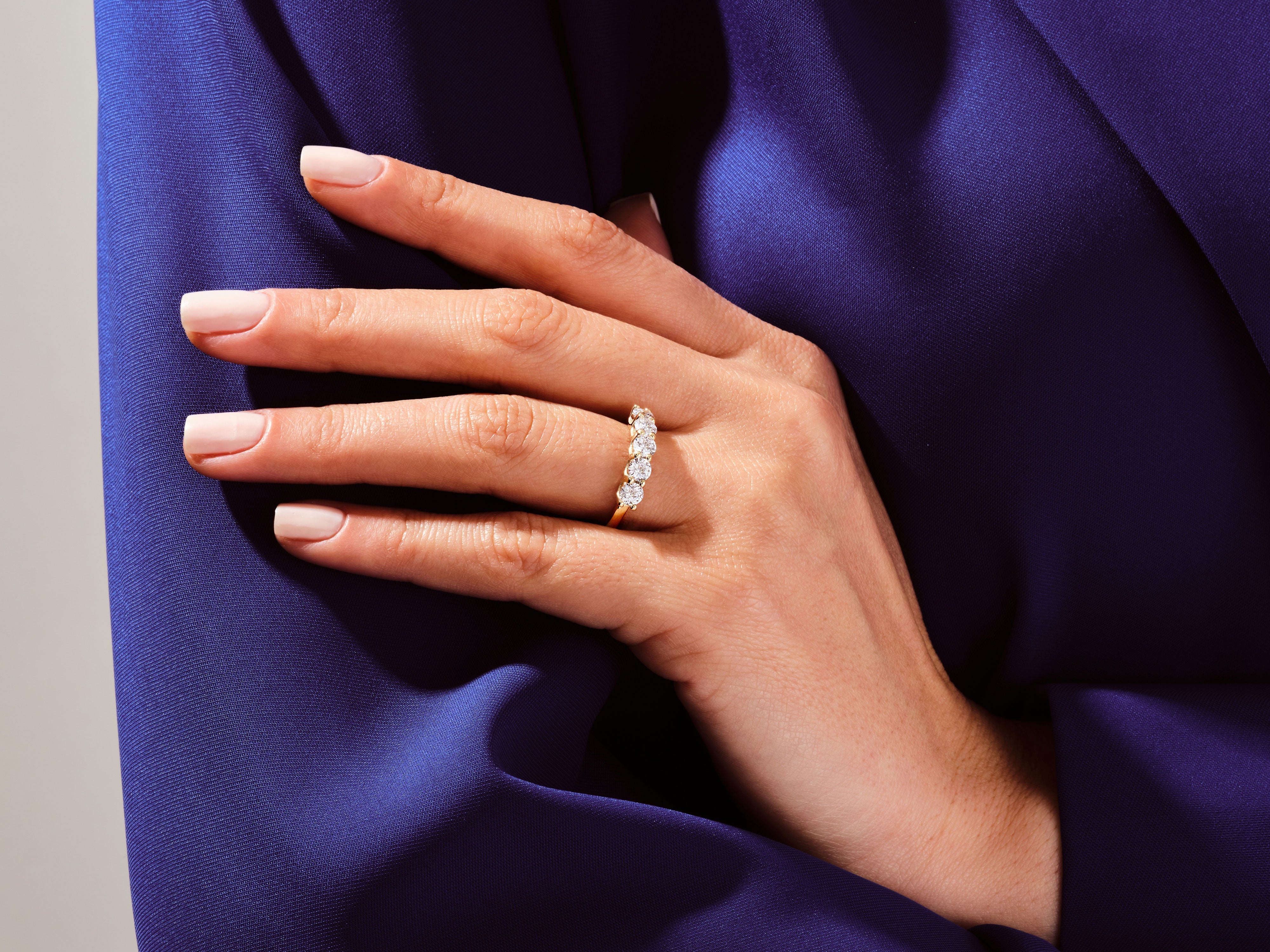 Diamond band ring on hand, luxury jewelry for women