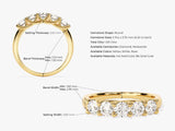 Gold diamond anniversary ring with detailed measurements