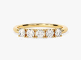 Gold band ring with five diamonds, fine jewelry