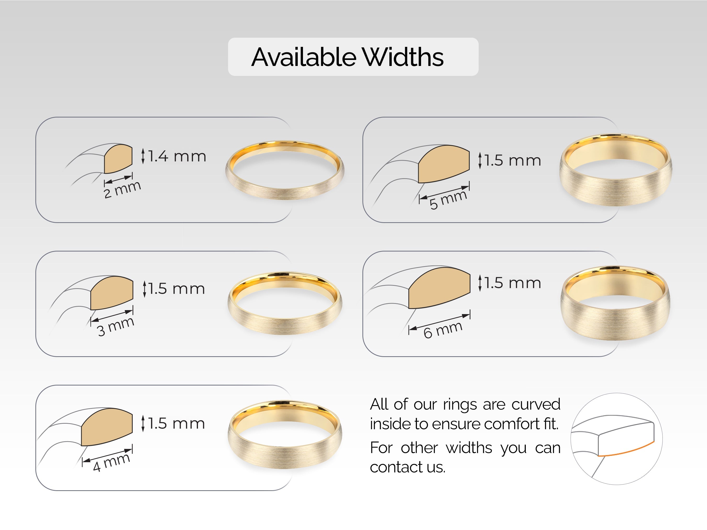 5mm Classic Dome Wedding Band - Matte Brushed