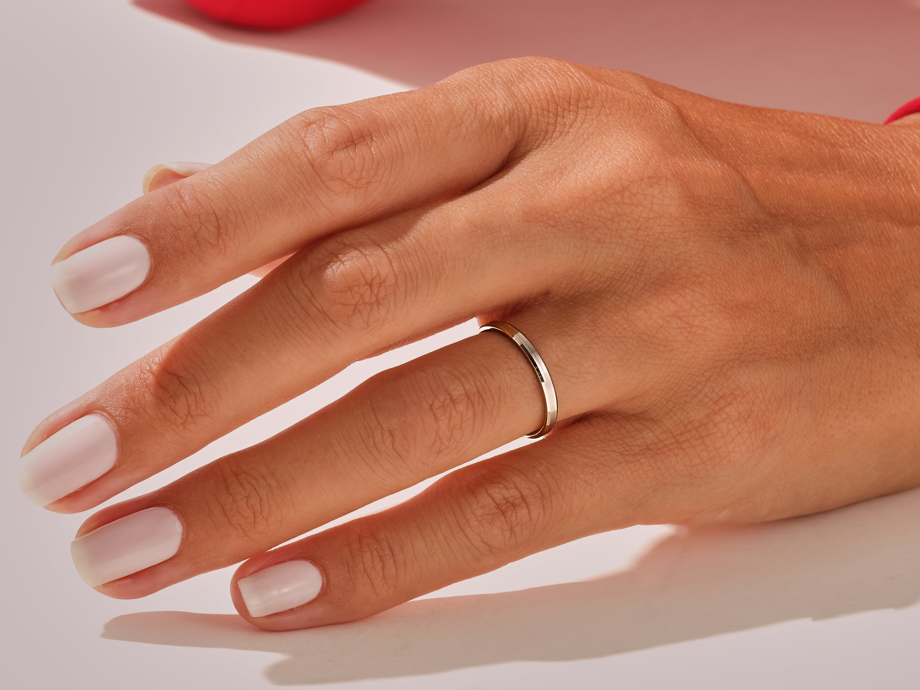 2mm Beveled Edge Wedding Band - Matte Brushed