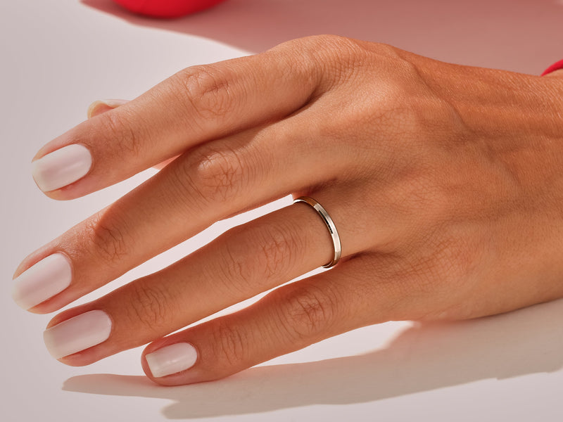 2mm Beveled Edge Wedding Band - Matte Brushed