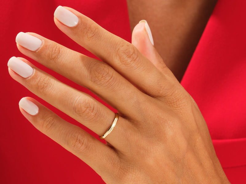 2mm Beveled Edge Wedding Band - Matte Brushed