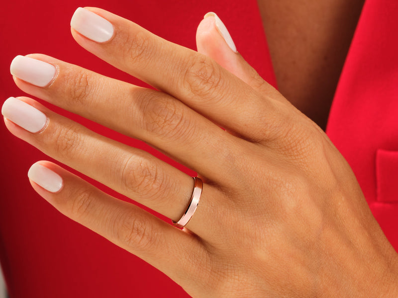 3mm Beveled Edge Wedding Band - Matte Brushed