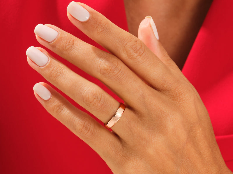 4mm Beveled Edge Wedding Band - Matte Brushed