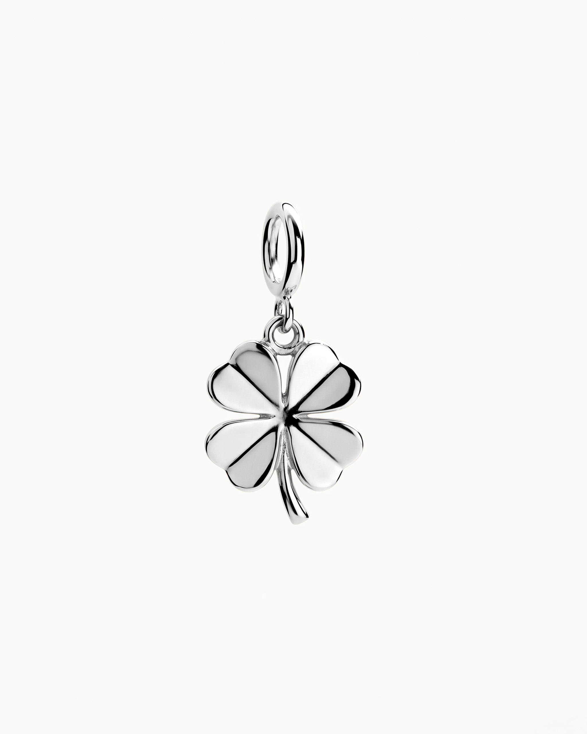 Four-Leaf Clover Charm in white gold and silver