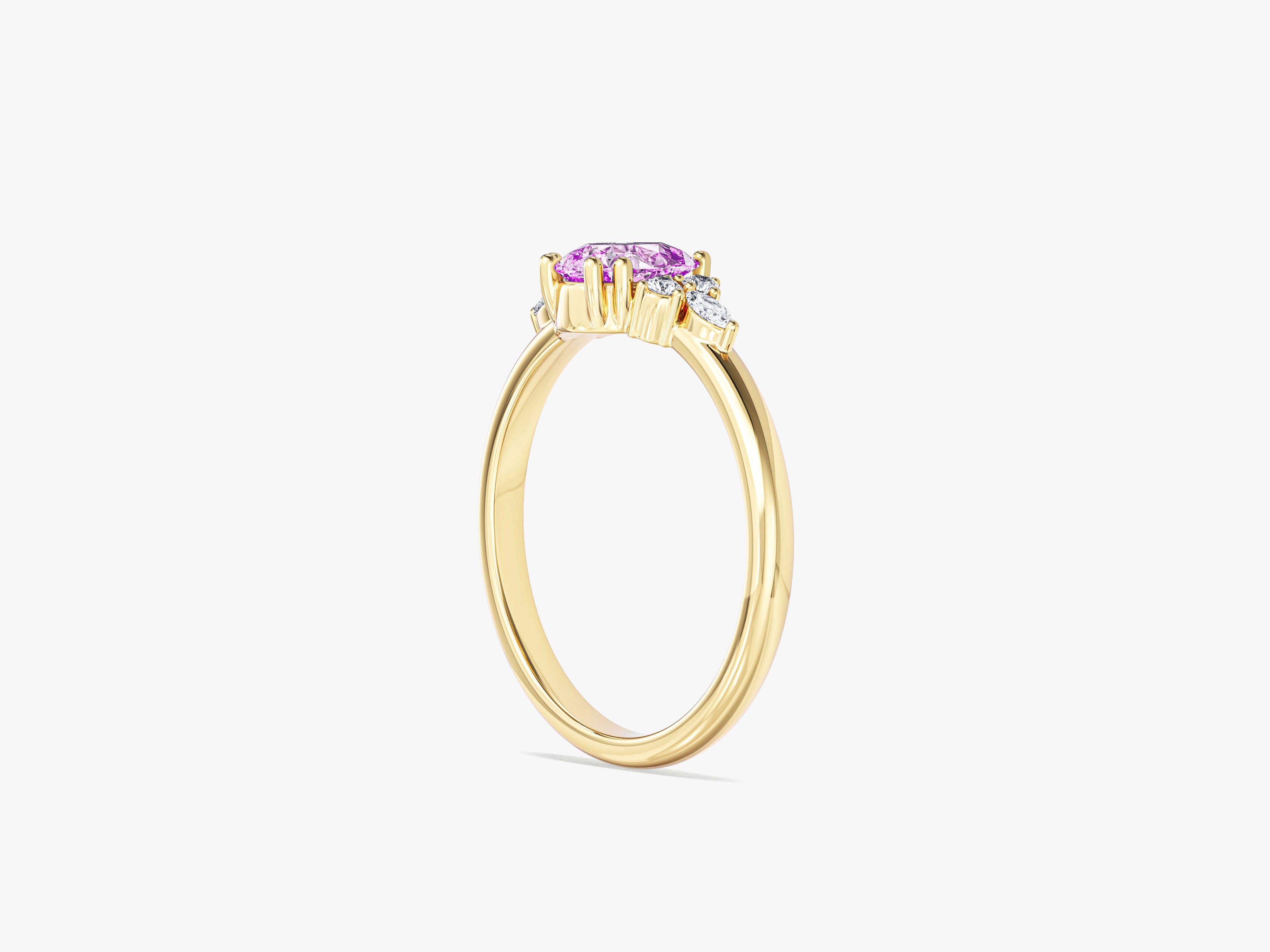 Sidestone Accent Pear Gemstone Engagement Ring