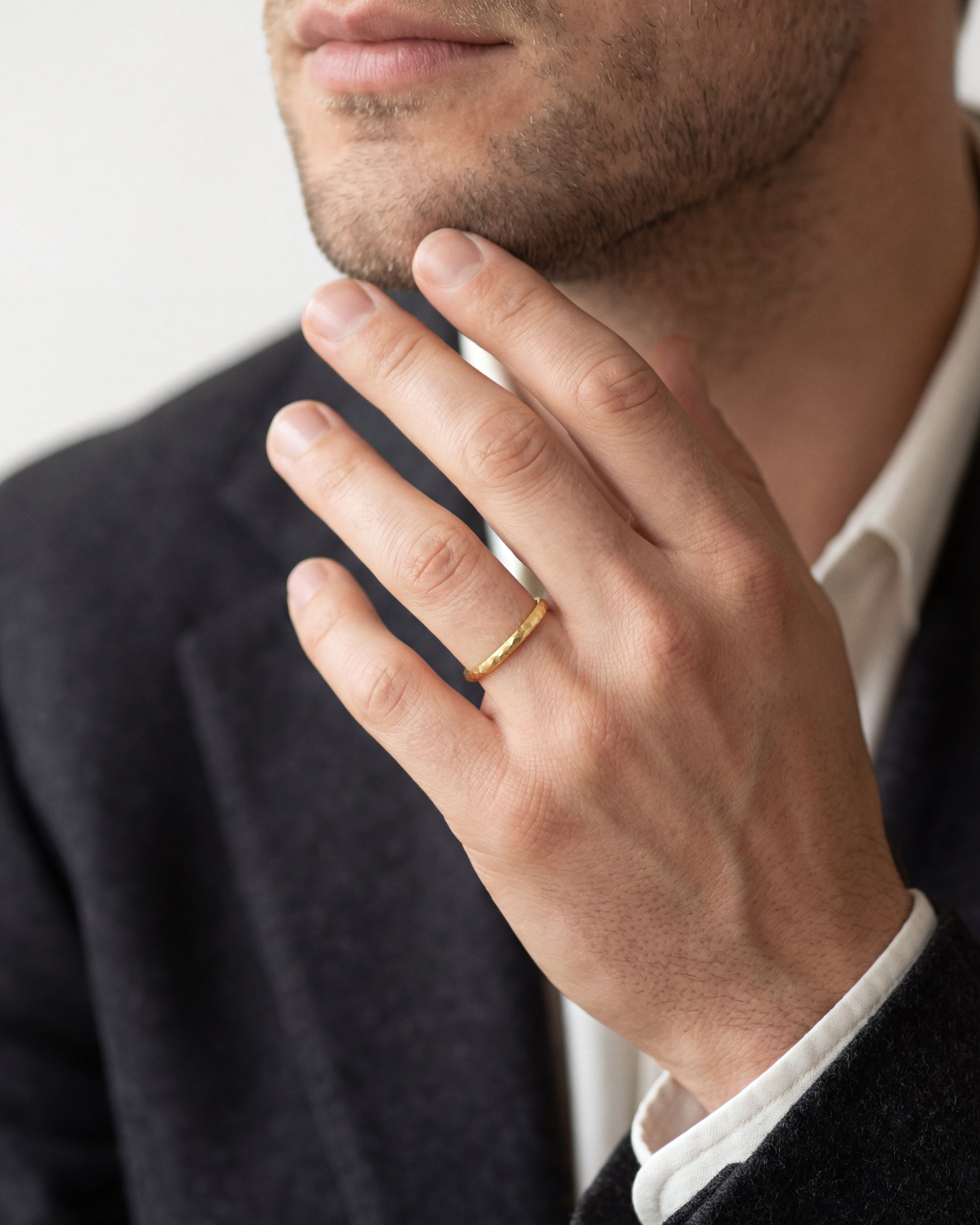 2mm Hammered Dome Men's Wedding Band