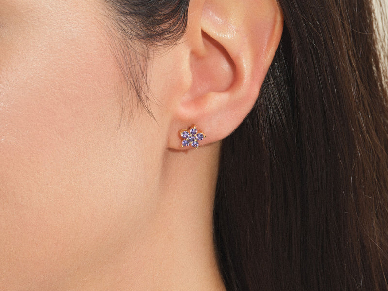Birthstone Flower Studs