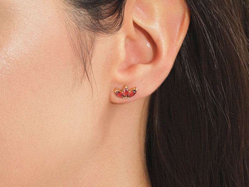 Birthstone Marquise Crown Stud Earrings