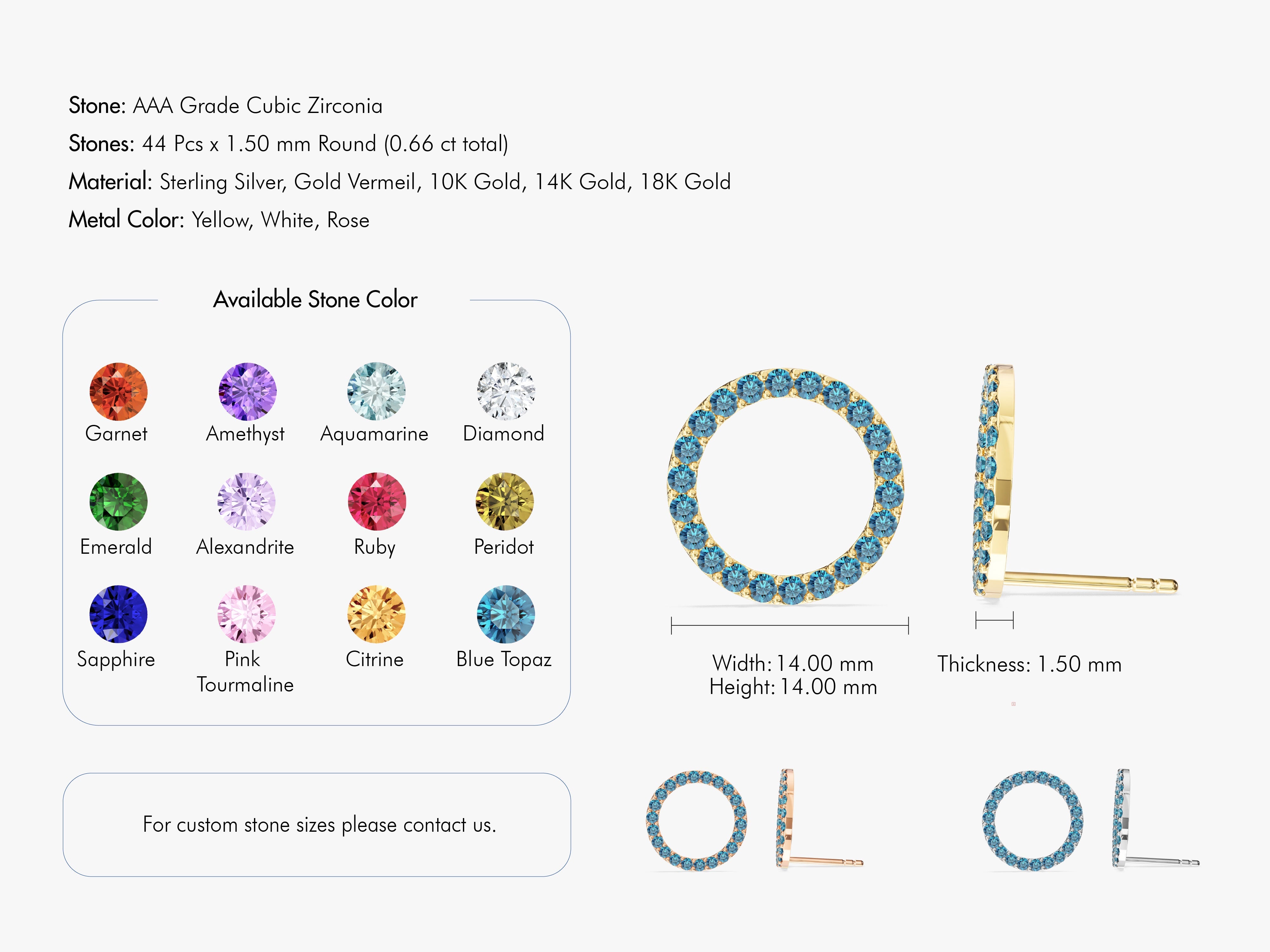 Birthstone Circle Studs