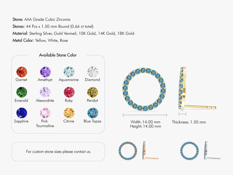 Birthstone Circle Studs