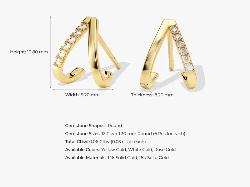 Pave V-Shaped Stud Earrings