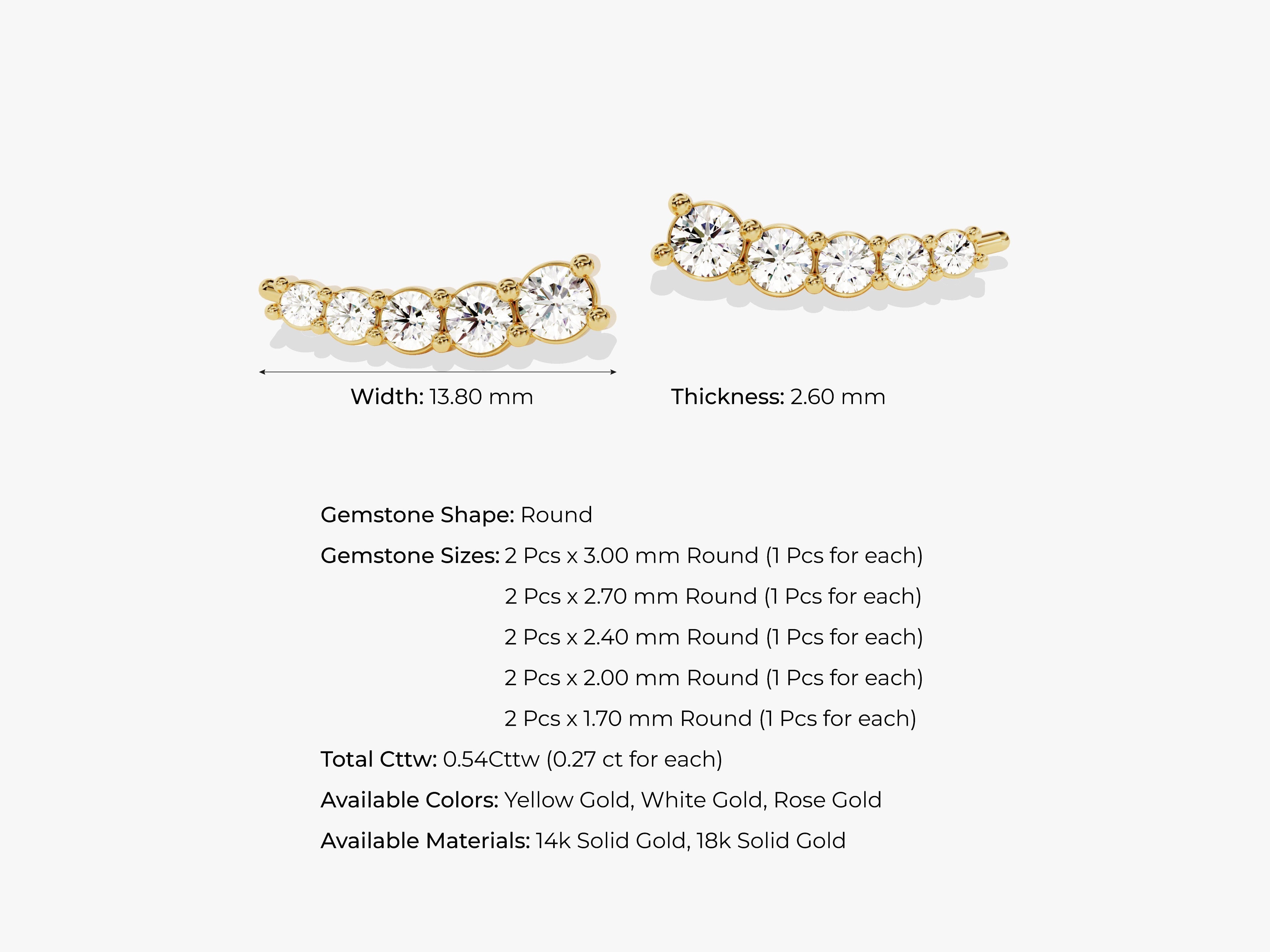 Ear Climber Stud Earrings