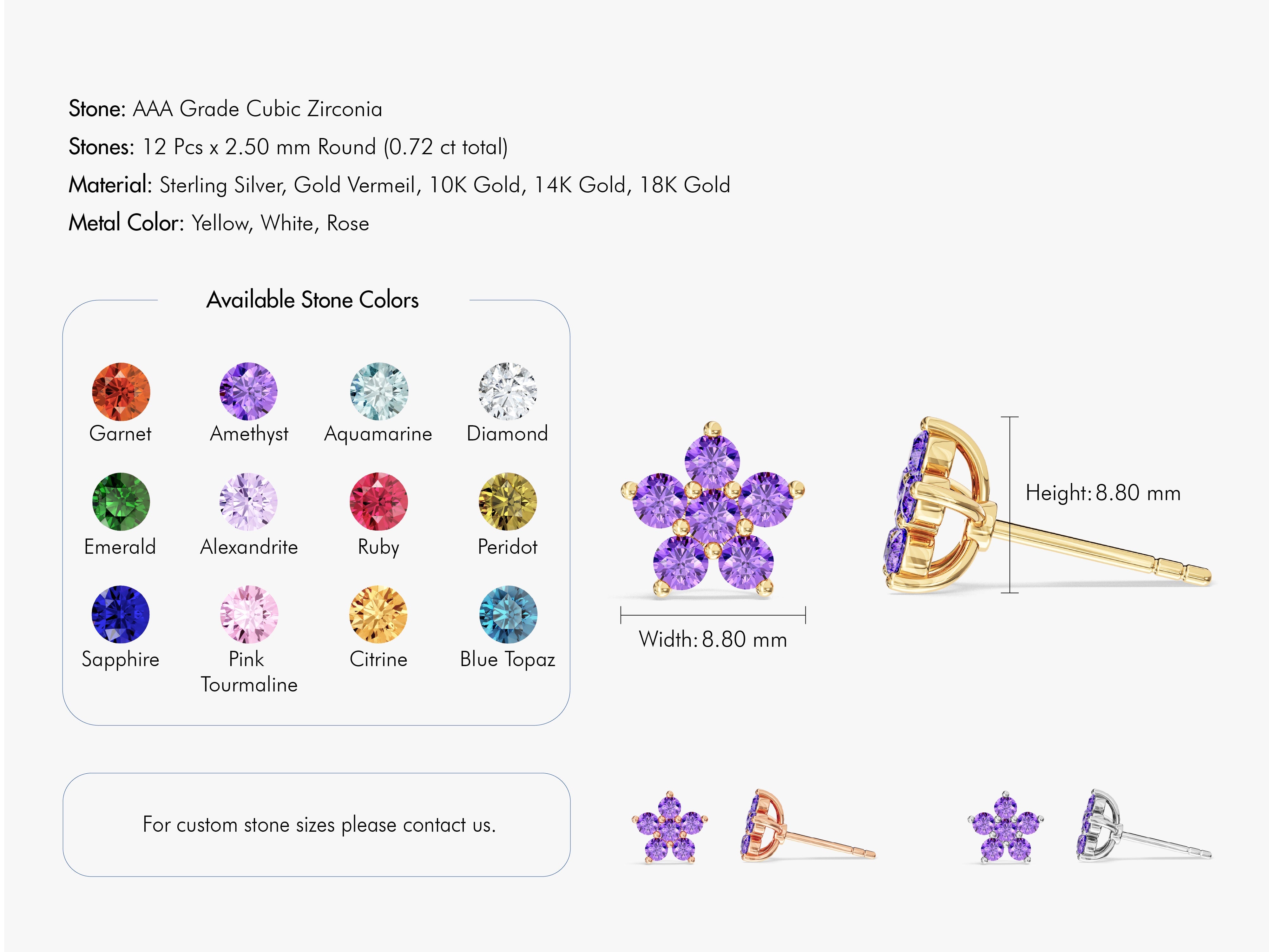 Birthstone Flower Studs