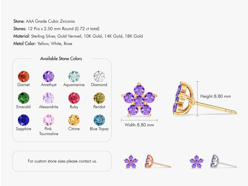 Birthstone Flower Studs