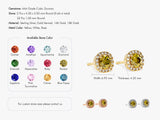 Round Halo Birthstone Stud Earrings