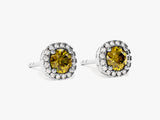 Round Halo Birthstone Stud Earrings