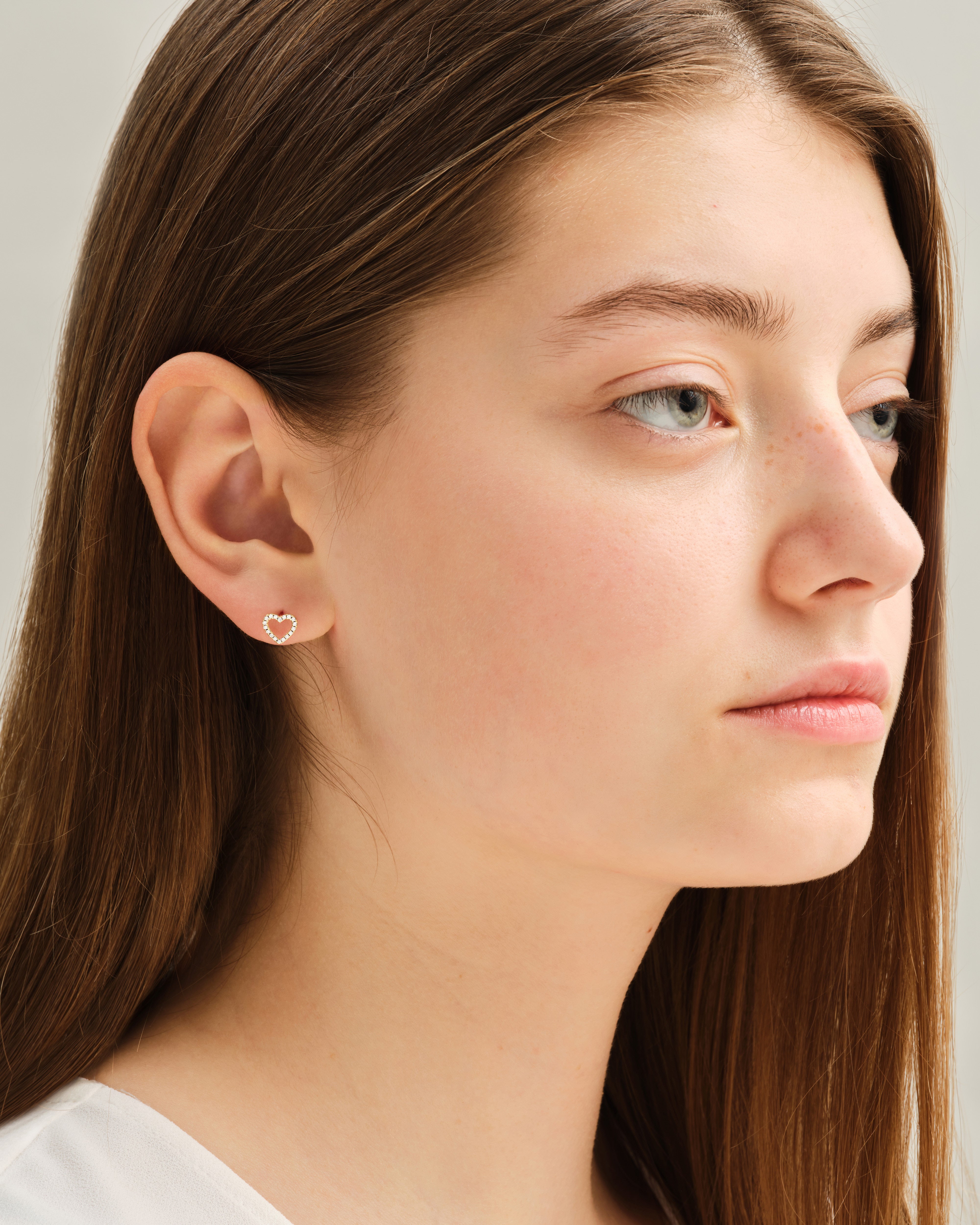 Open Heart Stud Earrings