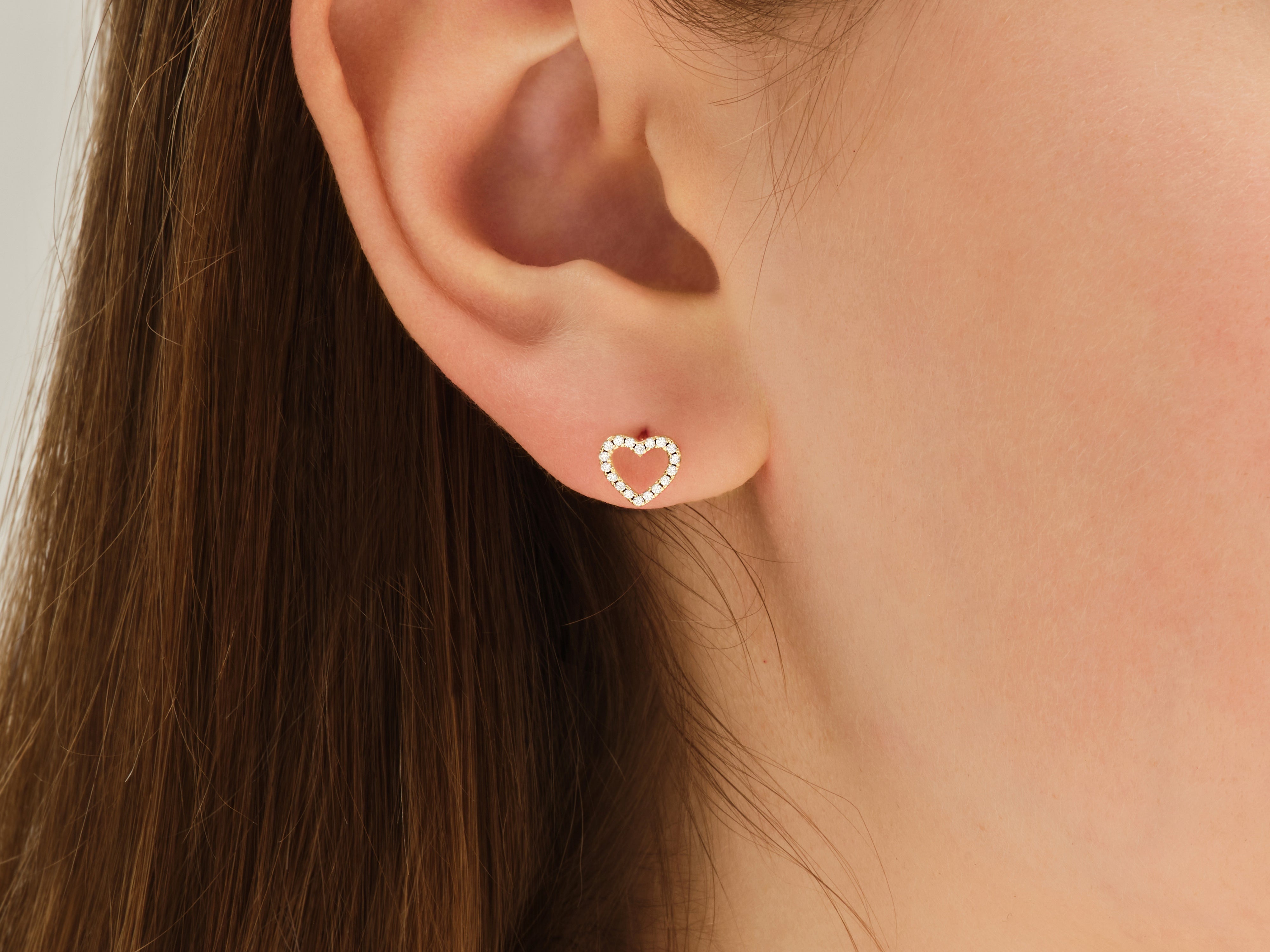 Open Heart Stud Earrings