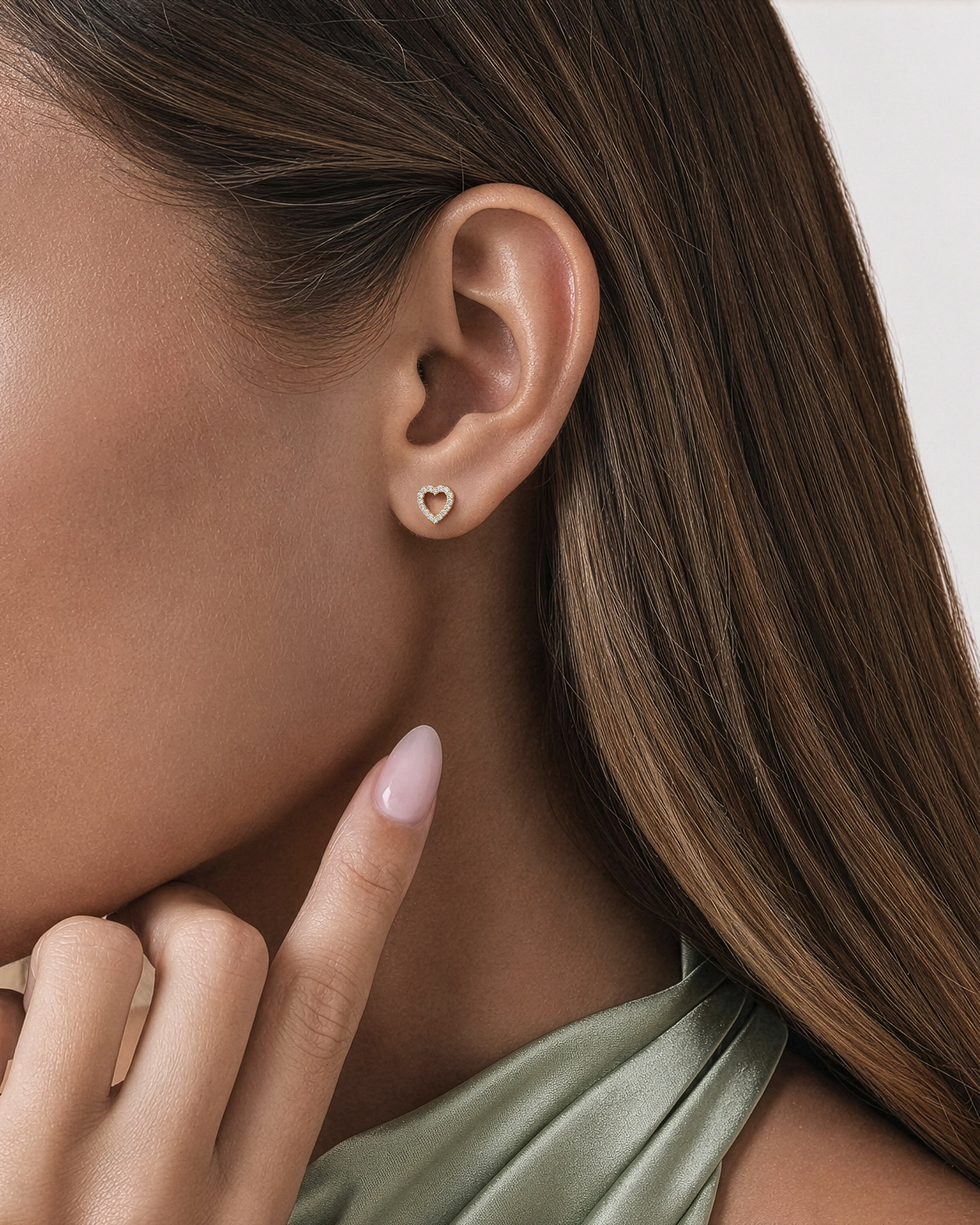 Open Heart Stud Earrings
