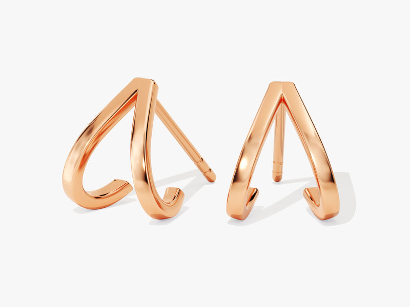 Dual Plain Huggie Earrings