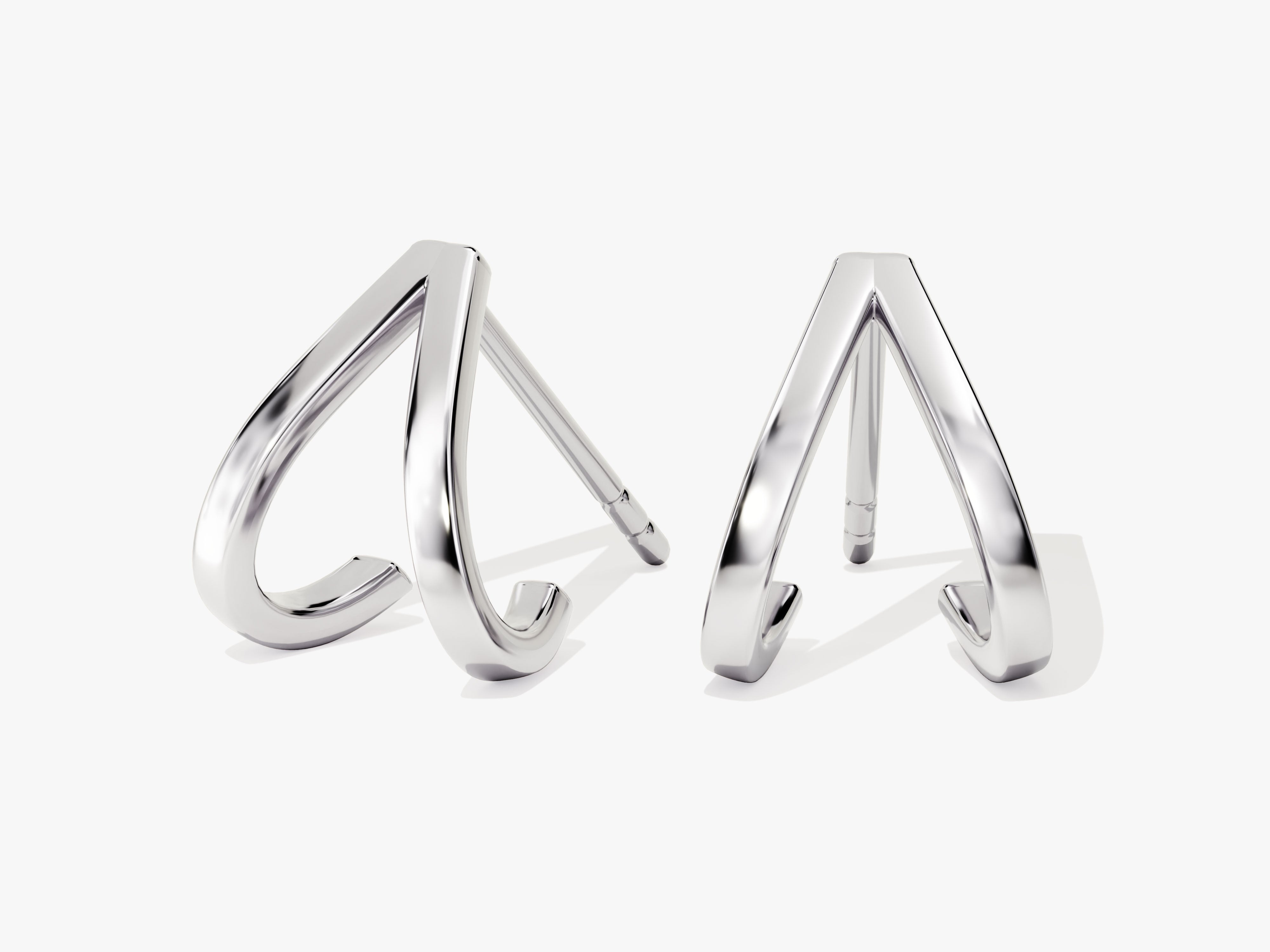 Dual Plain Huggie Earrings