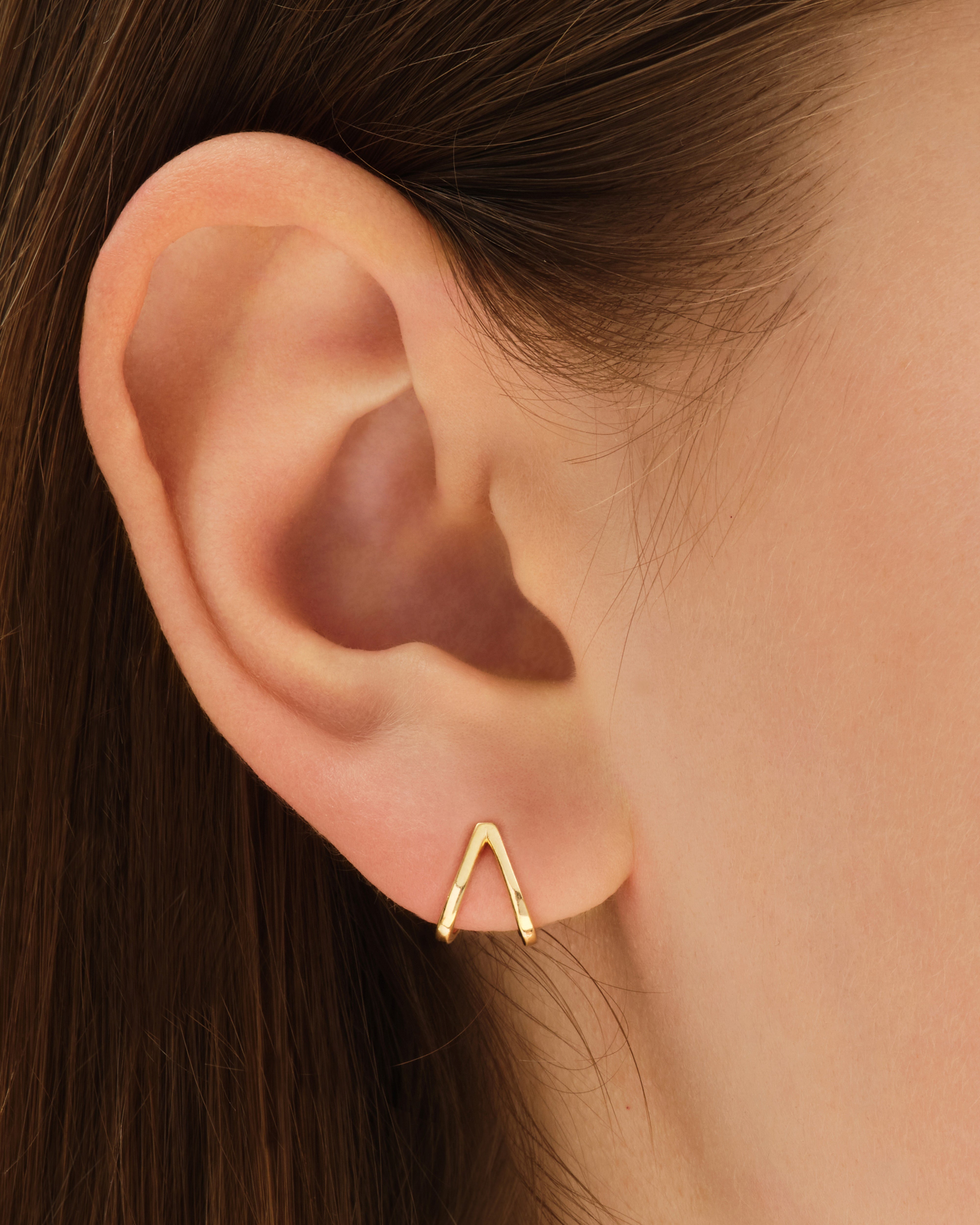 Dual Plain Huggie Earrings