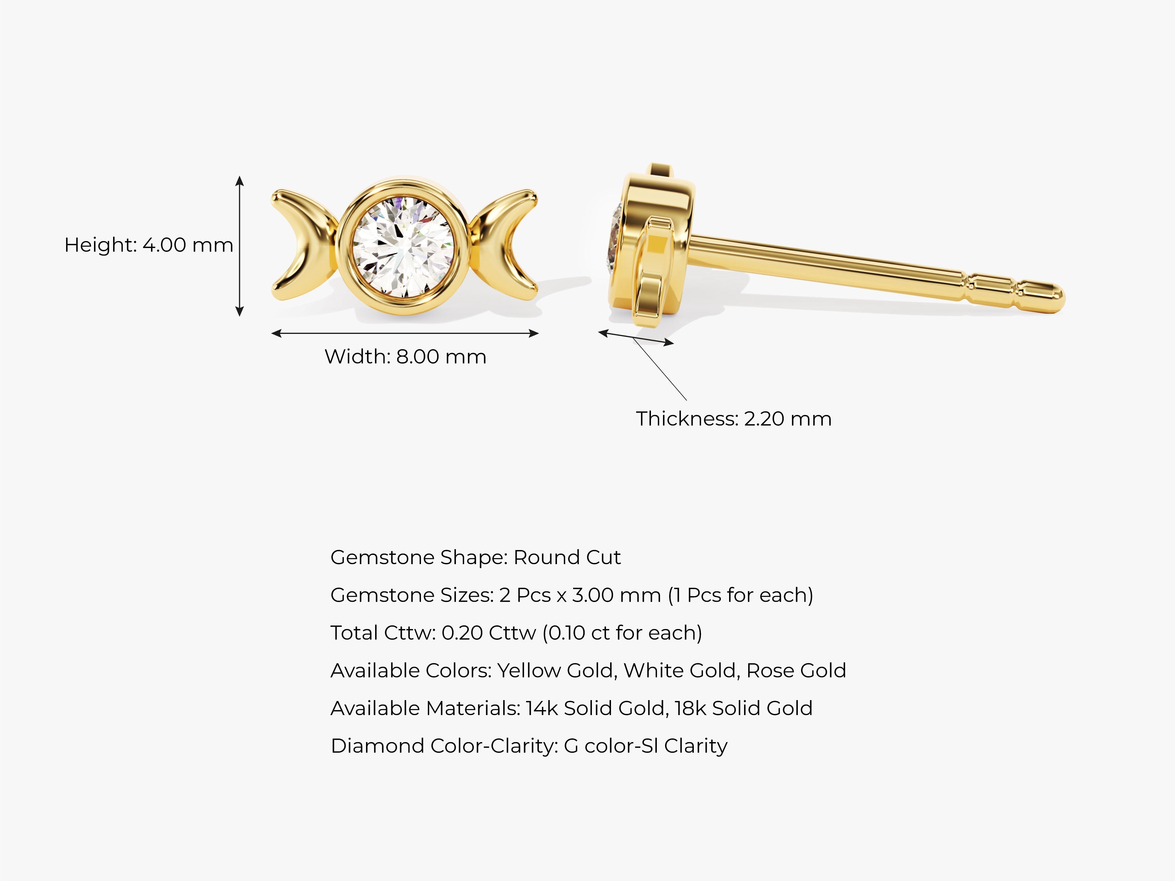 Phases of the Moon Stud Earrings