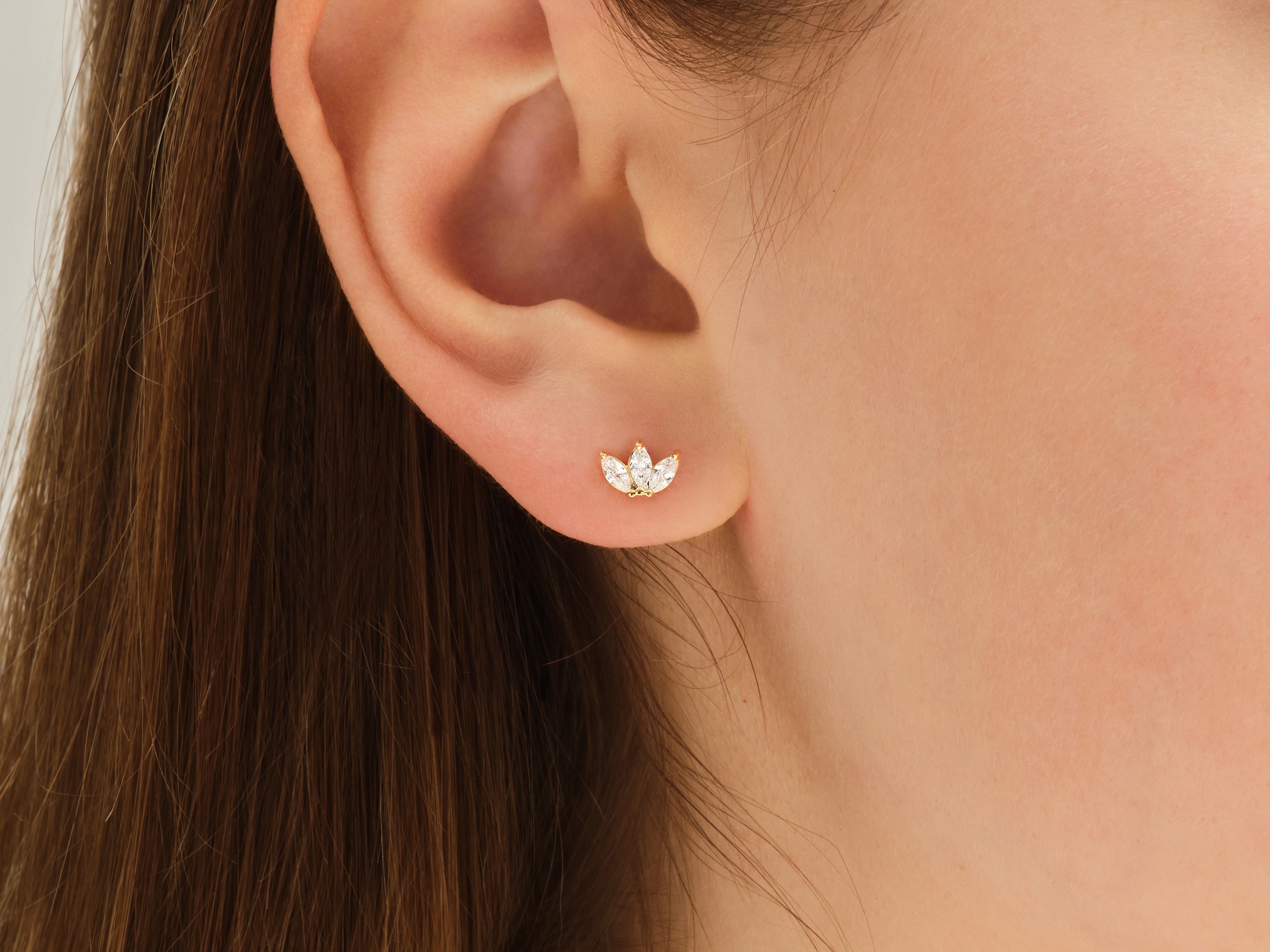 Marquise Crown Stud Earrings