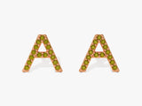 Birthstone Initial Stud Earrings