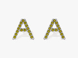 Birthstone Initial Stud Earrings