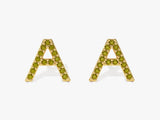 Birthstone Initial Stud Earrings