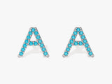 Birthstone Initial Letter Stud Earrings