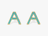 Birthstone Initial Letter Stud Earrings
