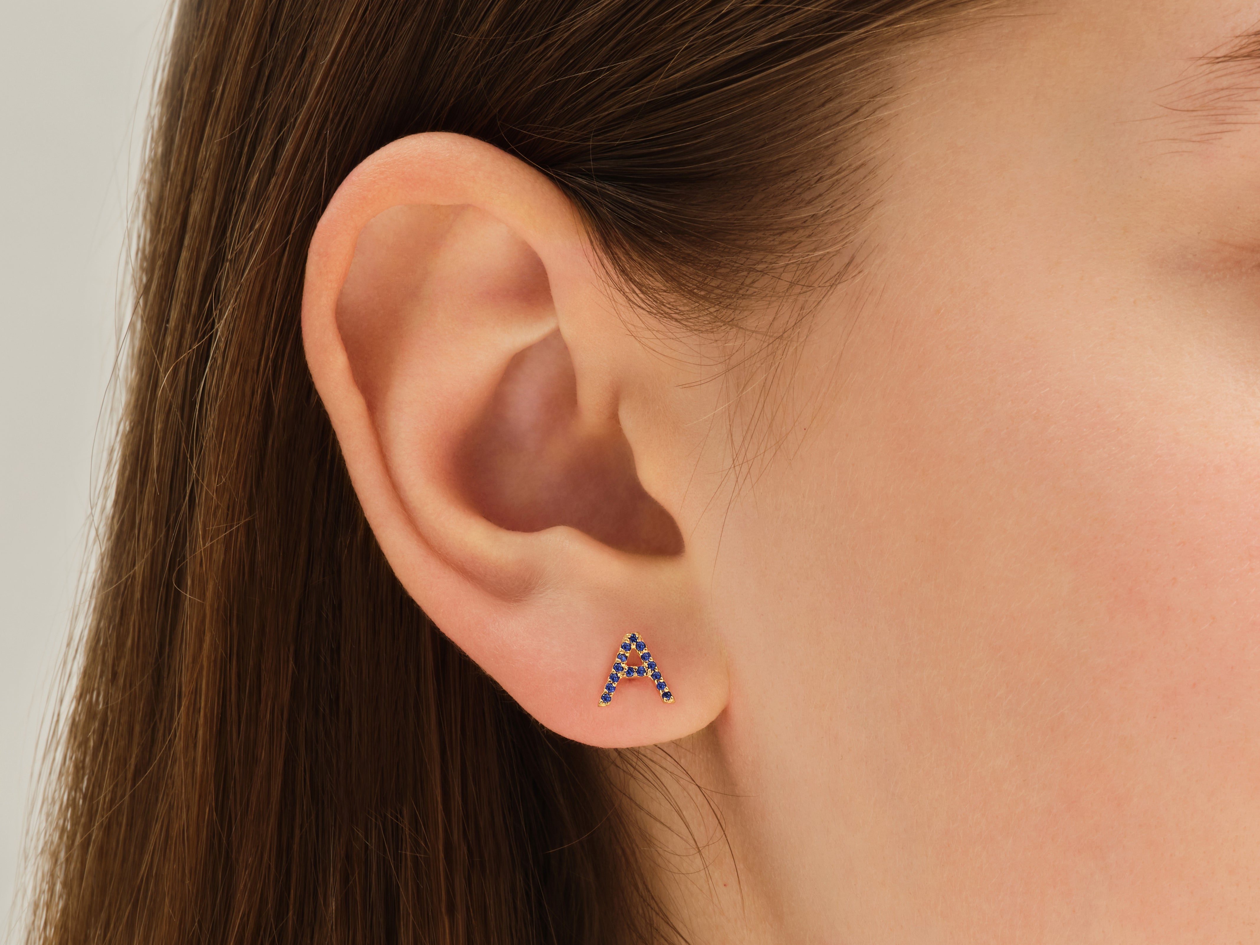 Birthstone Initial Stud Earrings