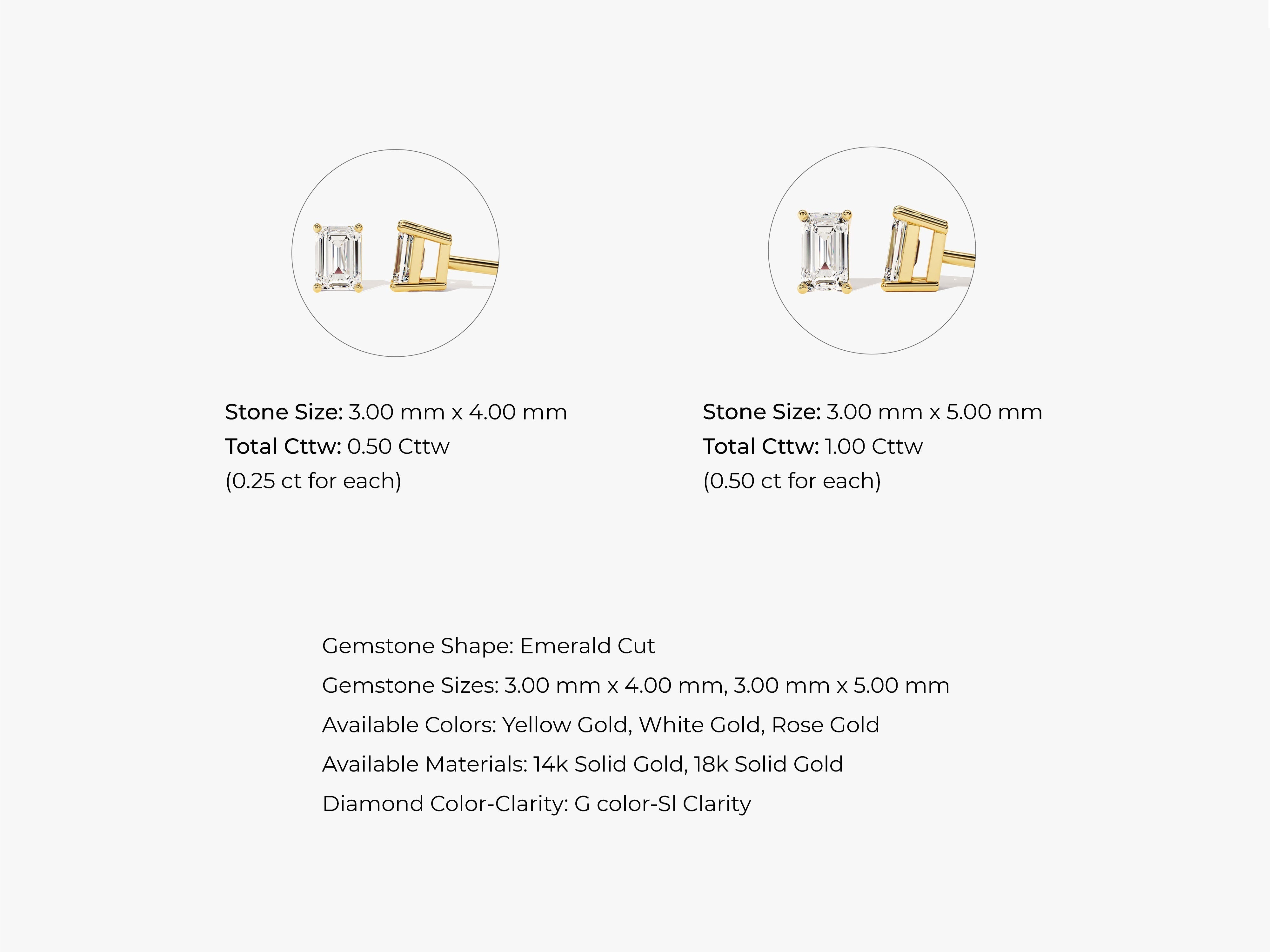 Emerald Cut Stud Earrings (1.00 ct tw)