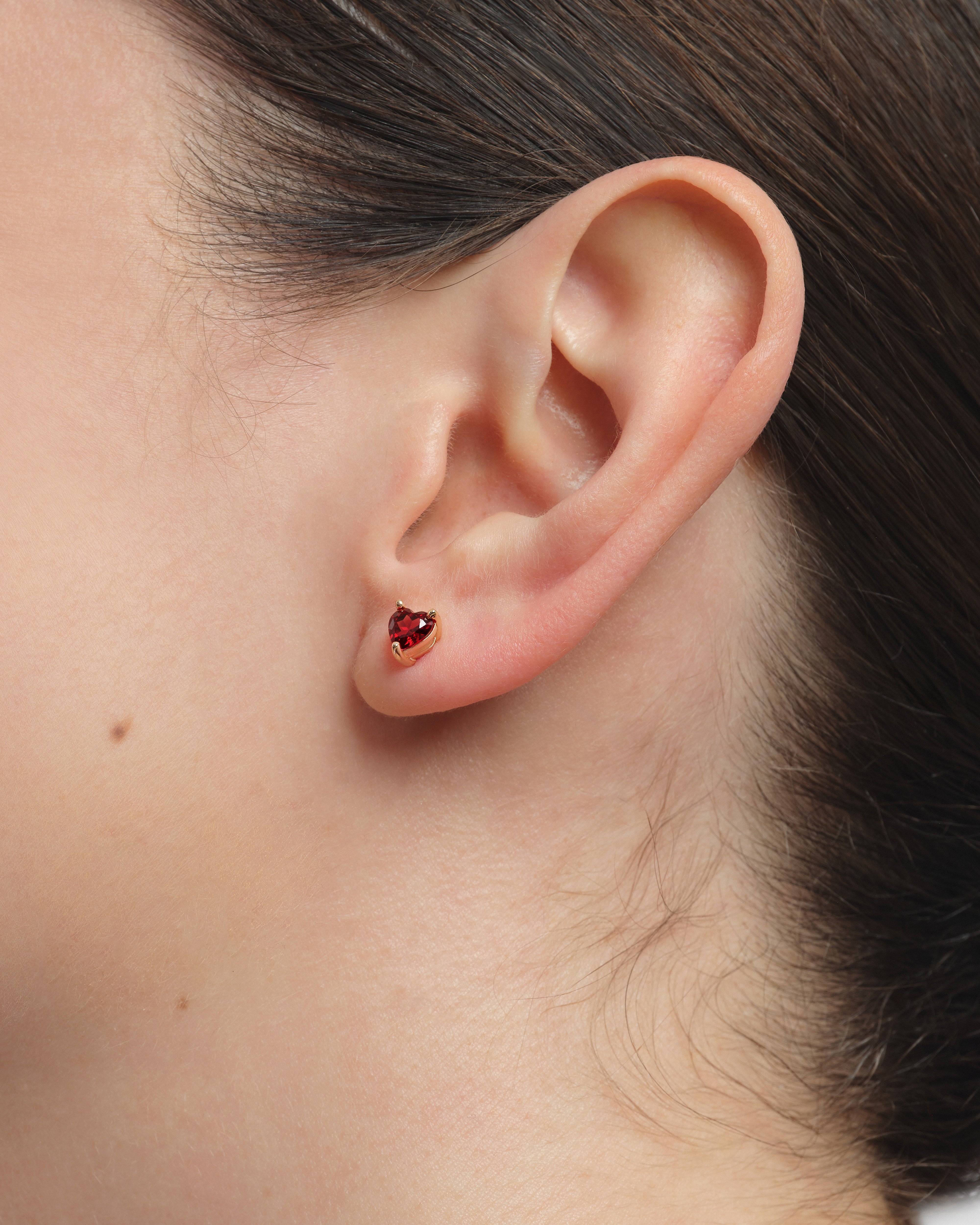 Heart Cut Birthstone Stud Earrings