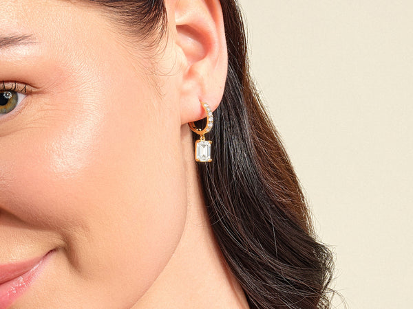 Emerald Cut Drop Earrings