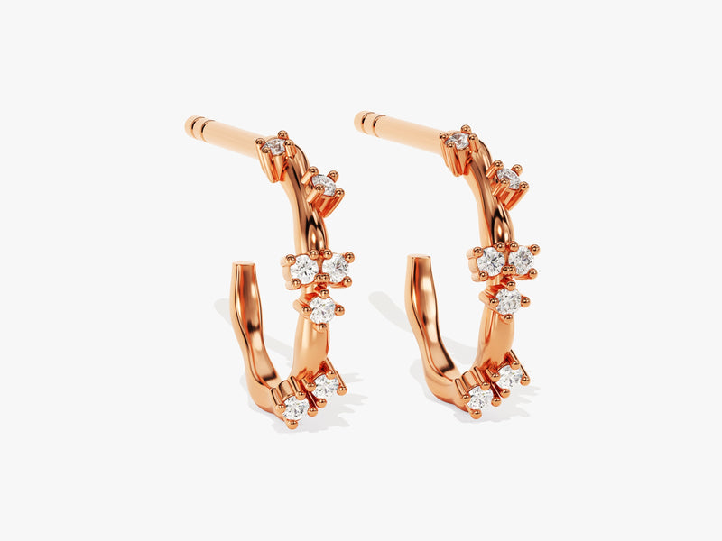 Floral Accent Hoop Earrings