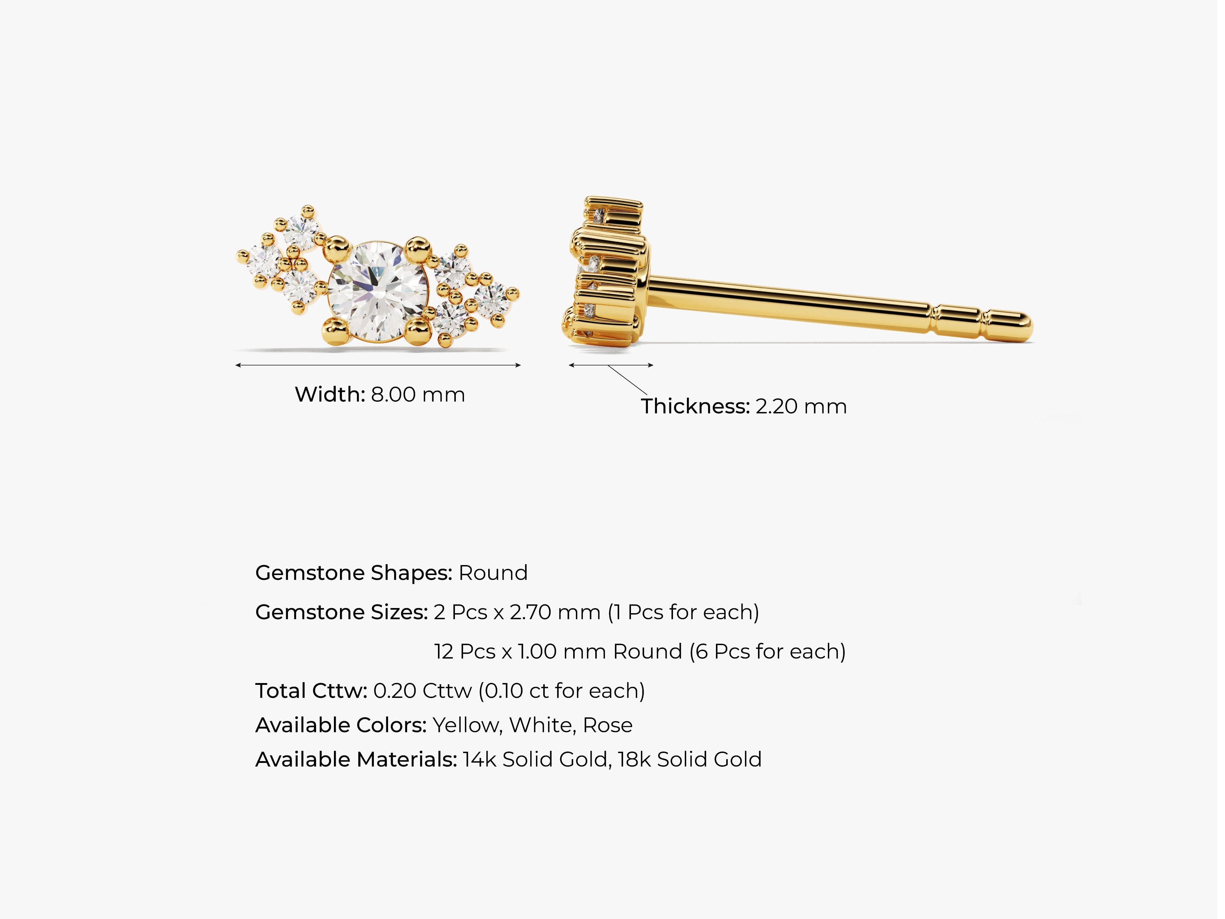 Tiny Cluster Stud Earrings