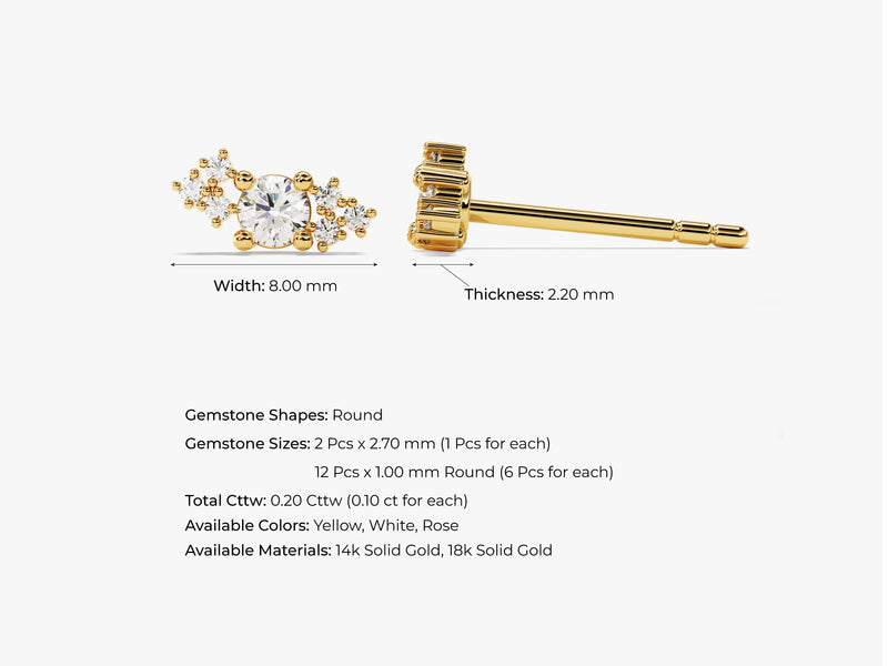 Tiny Cluster Stud Earrings