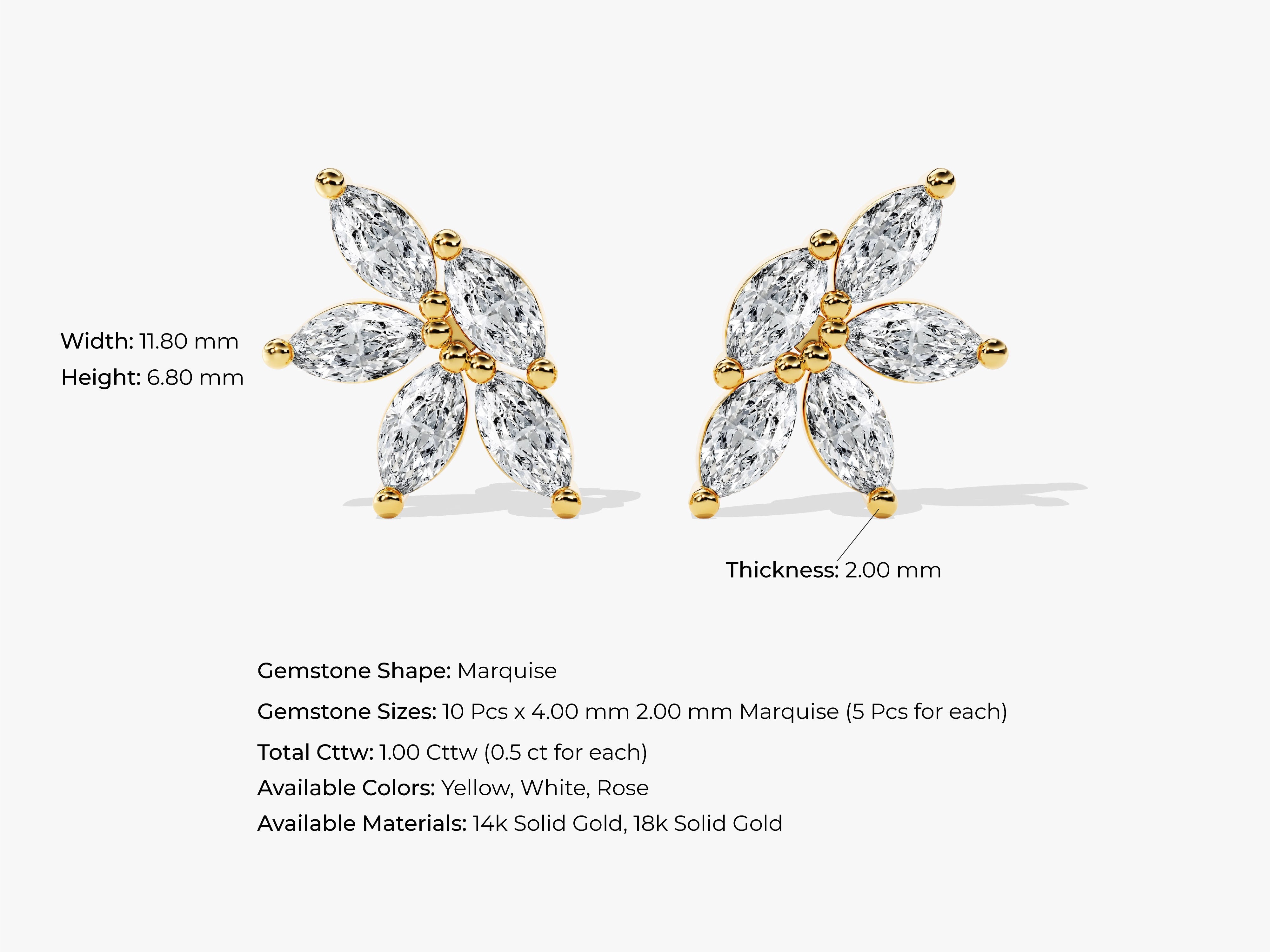 Marquise Flower Stud Earrings